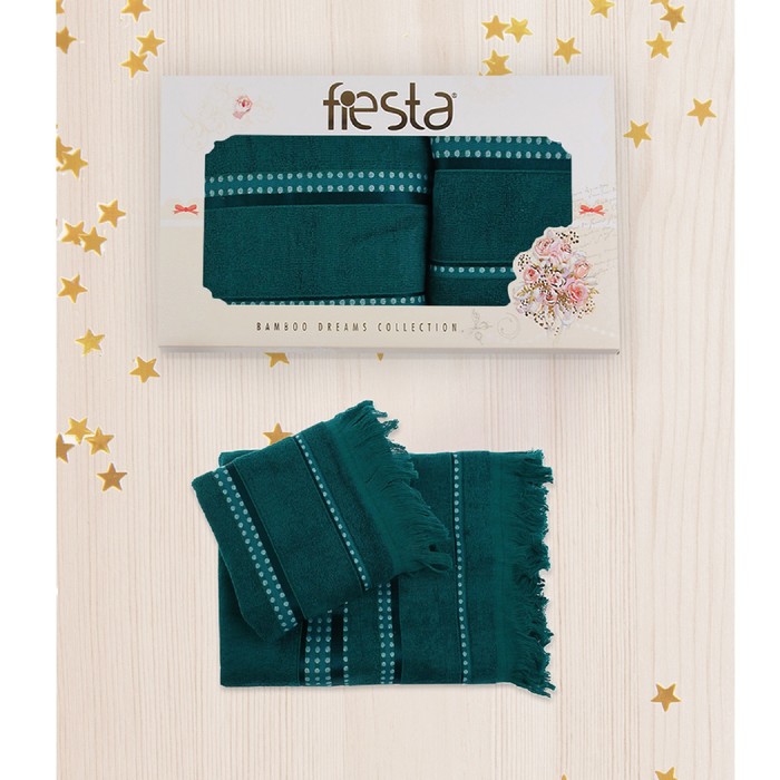 КМП в коробке Fidan "Econik" (50х90+70х130), цв.морская волна, бамбук 100%, 420г/м