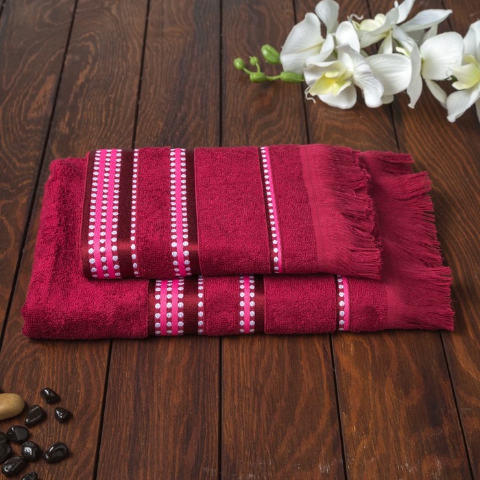 КМП в коробке Fidan "Econik" (50х90+70х130), цв.бордовый, бамбук 100%, 420г/м