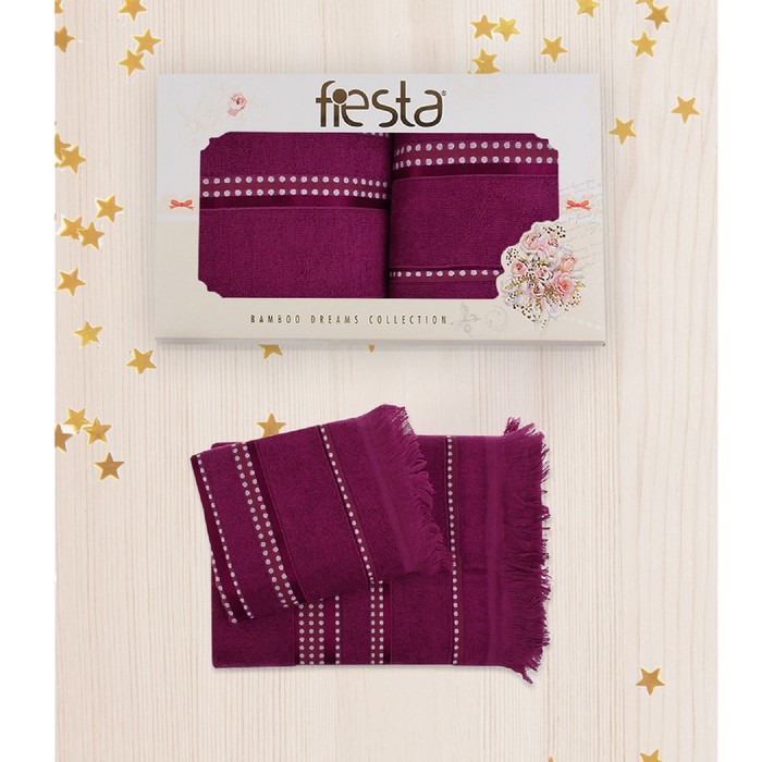 КМП в коробке Fidan "Econik" (50х90+70х130), цв.фиолетовый, бамбук 100%, 420г/м