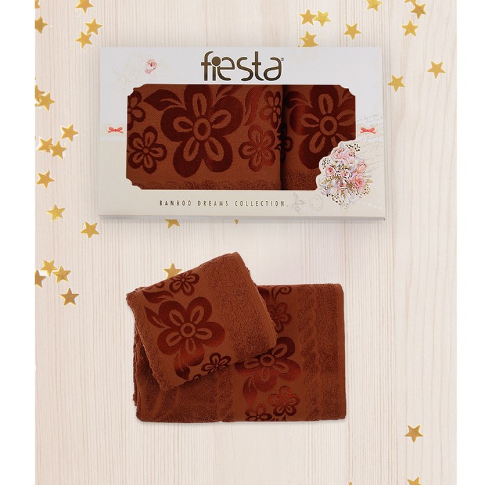 КМП в коробке Fiesta "Belissimo" (70х140+50х90 ), цв.кирпичный, бамбук 100%, 500г/м
