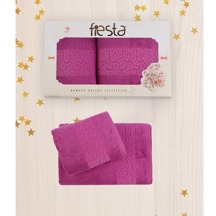 КМП в коробке Fidan "Soffi"(50х90+70х130), цв.фиалка, бамбук 100%, 500г/м