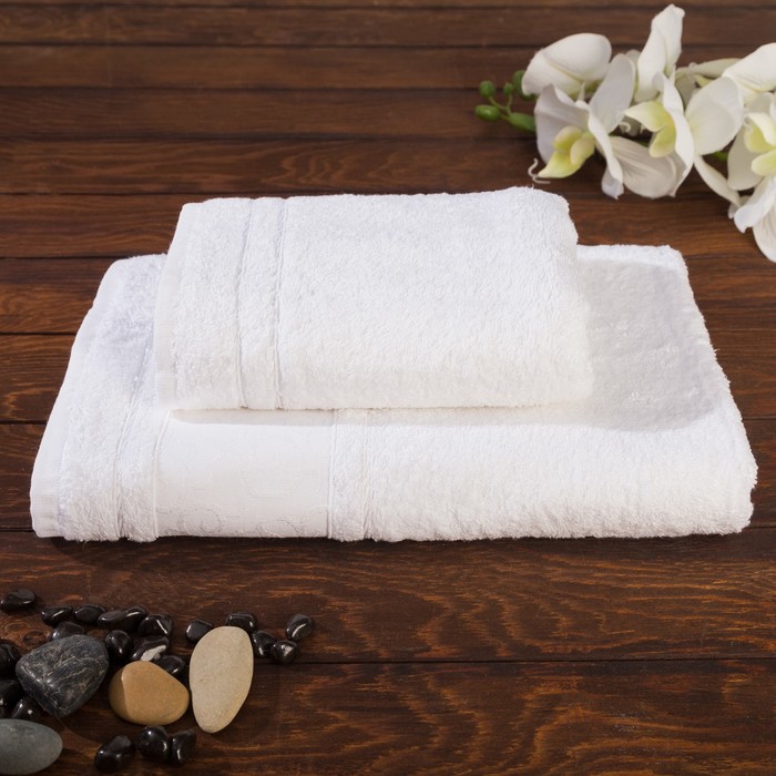 КМП в коробке Fidan "Elegant" (50х90+70х140), цв.белый, бамбук 100%, 500г/м