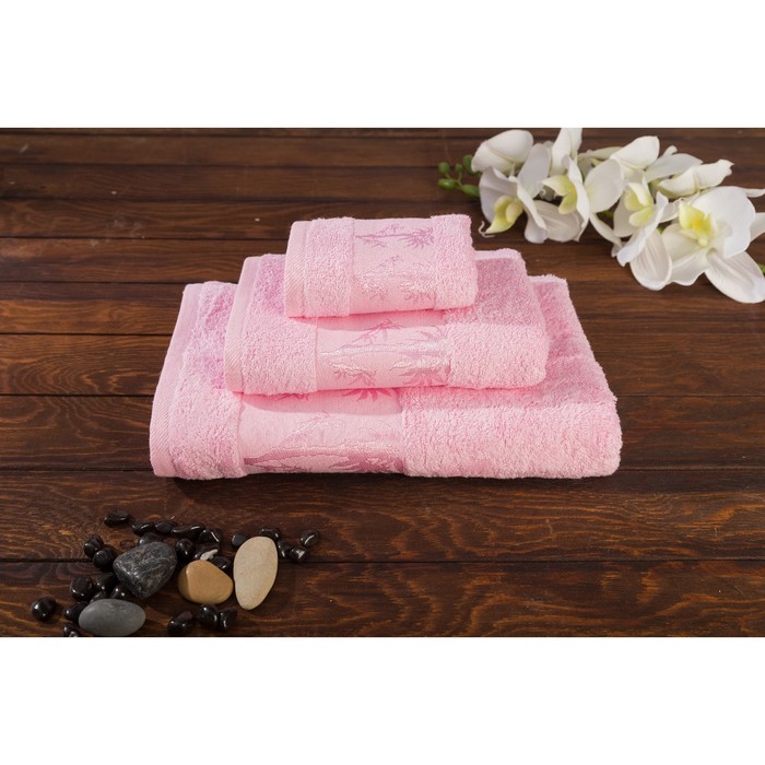 КМП в коробке Fiesta "Bamboo" (70х140+50х90+30х50), цв.розовый, бамбук 100%, 500г/м