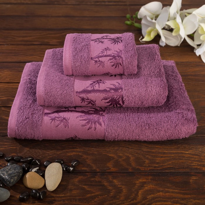 КМП в коробке Fiesta "Bamboo" (70х140+50х90+30х50), цв.фиолетовый, бамбук 100%, 500г/м