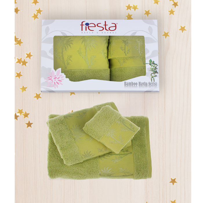 КМП в коробке Fiesta "Bamboo" (70х140+50х90+30х50), цв.зеленый, бамбук 100%, 500г/м