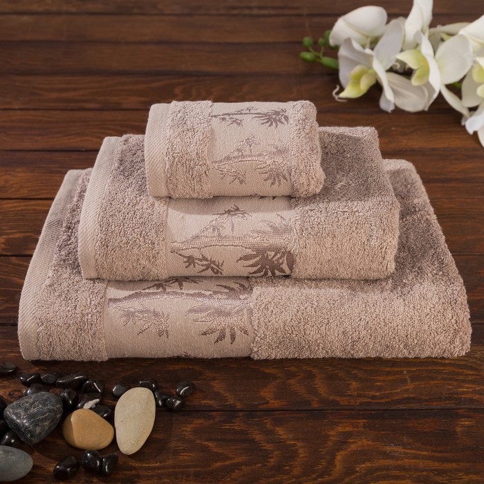 КМП в коробке Fiesta "Bamboo" (70х140+50х90+30х50), цв.коричневый, бамбук 100%, 500г/м