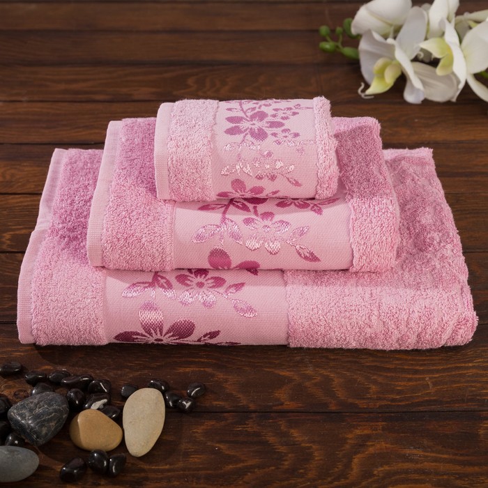 КМП в коробке Fiesta "Verona" (70х140+50х90+30х50), цв.черника, бамбук 100%, 500г/м