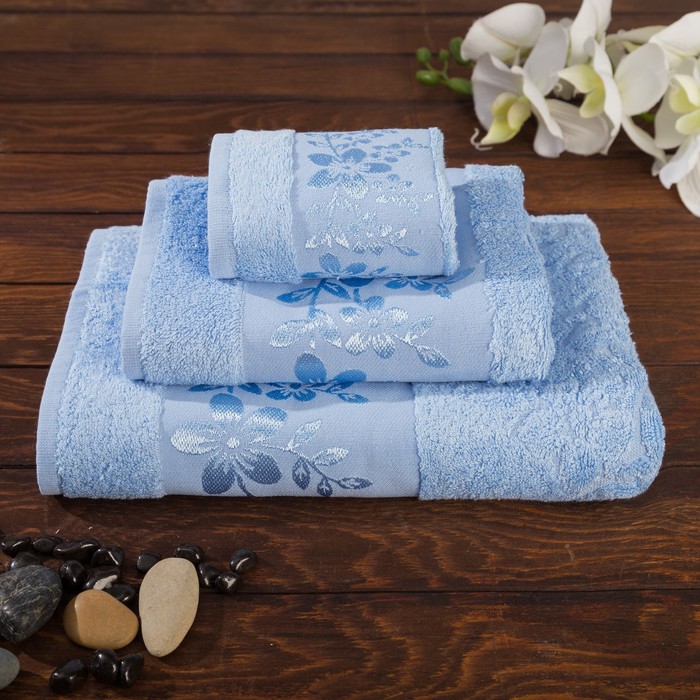 КМП в коробке Fiesta "Verona" (70х140+50х90+30х50), цв.голубой , бамбук 100%, 500г/м