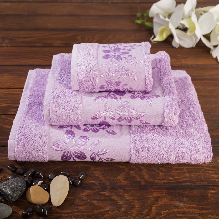 КМП в коробке Fiesta "Verona" (70х130+50х90+30х50), цв.сиреневый, бамбук 100%, 500г/м