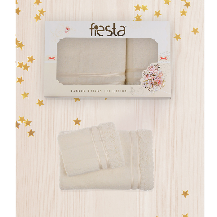 КМП в коробке Fiesta "Roses" (50х90+70х140), цв.шампань, бамбук 100%, 500г/м