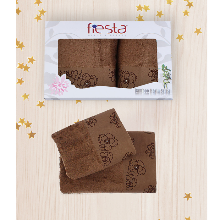 КМП в коробке Fiesta "Exclusive" (70х140+50х90), цв.коричневый, бамбук 100%, 500г/м