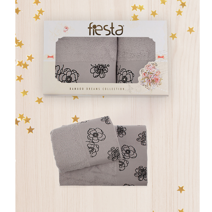 КМП в коробке Fiesta "Exclusive" (70х140+50х90), цв.стальной, бамбук 100%, 500г/м