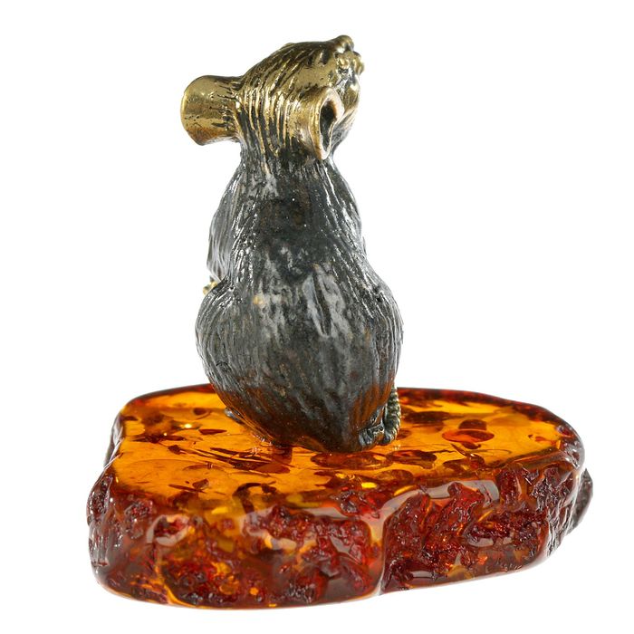 Сувенир из латуни и янтаря "Мышонок Трусишка"