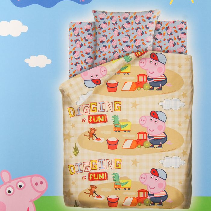 КПБ 1,5сп Свинка Пеппа Песочница 143х215, 150х214 70х70 см 1шт, бязь 125г/м хл100%