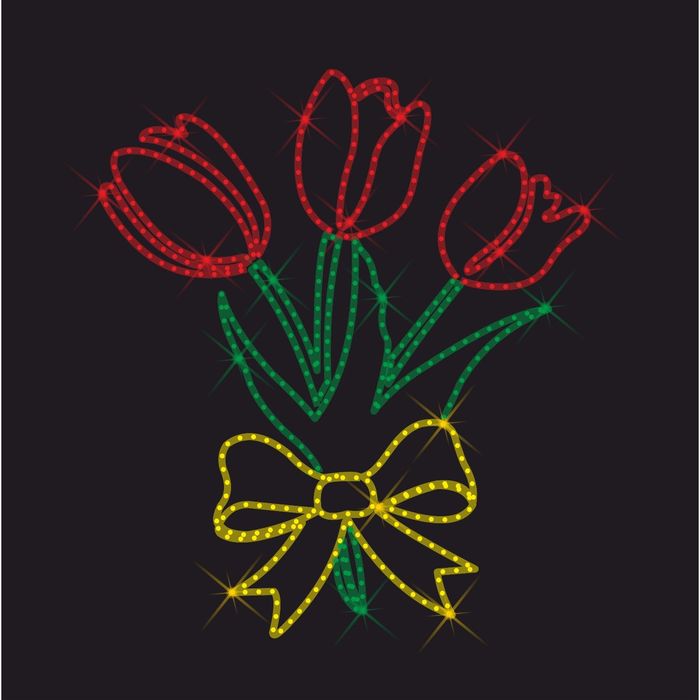 Светодиодное панно "Тюльпаны №3", 1300 х 1120 х 30 мм, 42 Вт