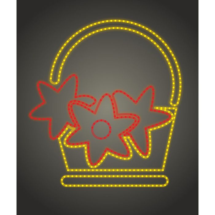 Светодиодное панно "Корзинка с цветами", 600 х 540 х 30 мм, 18 Вт