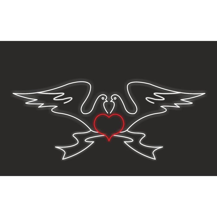 Светодиодное панно "Голуби с сердцем", 1100 х 2750 х 30 мм, 50 Вт