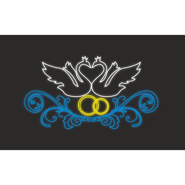 Светодиодное панно "Лебединая пара с обручальными кольцами", 1210 х 2240 х 30 мм, 86 Вт