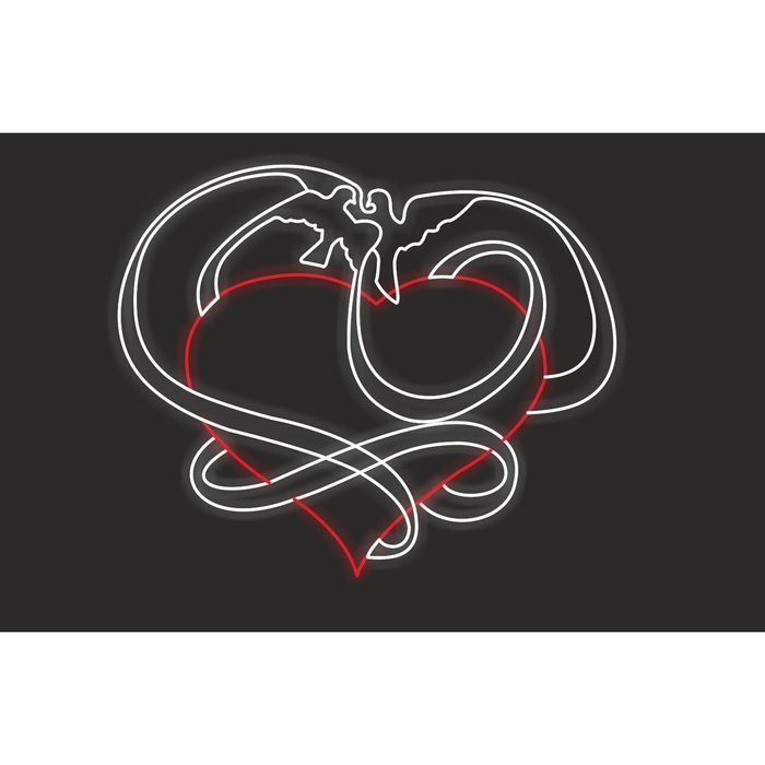 Светодиодное панно "Любовь и голуби", 1640 х 2000 х 30 мм, 71 Вт