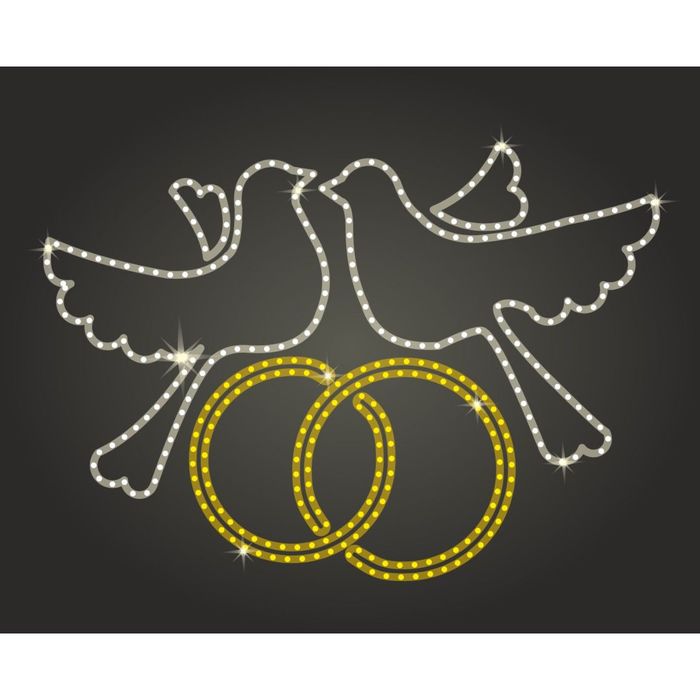 Светодиодное панно "Голуби свадебные", 1000 х 700 х 30 мм, 24 Вт