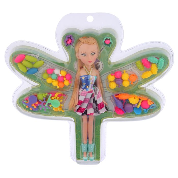 Кукла модная "Эмма" с набором бисера, МИКС