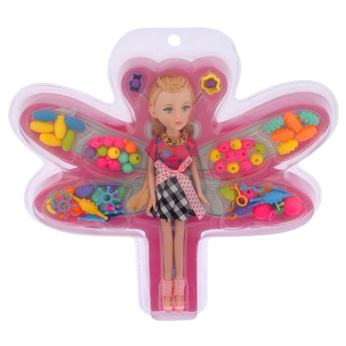 Кукла модная "Эмма" с набором бисера, МИКС