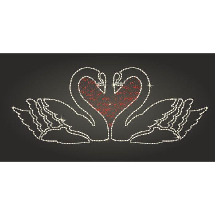 Светодиодное панно "Лебеди красное сердце", 1000 х 390 х 30 мм, 41 Вт