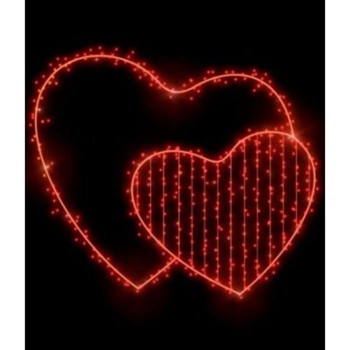 Светодиодное панно "Два сердца", 600х500х30 мм, 23 Вт