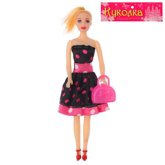 Кукла модель "Полина" в платье, с сумочкой