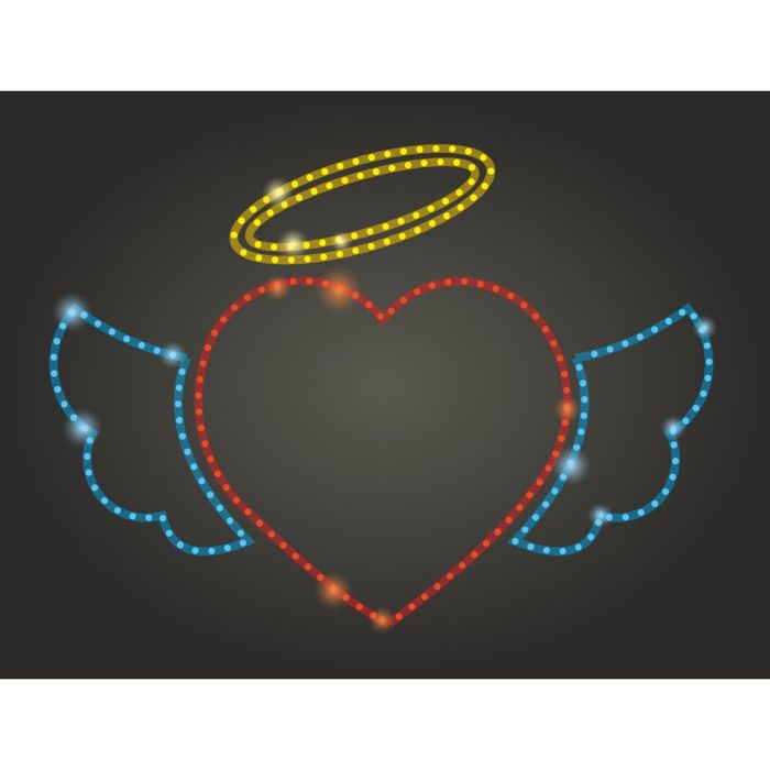 Светодиодное панно "Сердечный ангелок", 1000 х 730 х 30 мм, 16 Вт