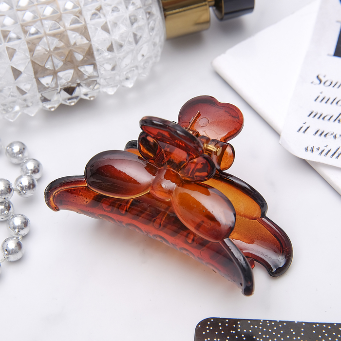 Краб для волос "Прозрачный" 7 см, бант, микс