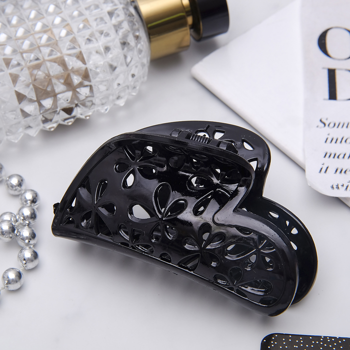 Краб для волос "Прозрачный" 8,5 см, сердце, микс