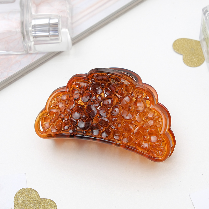 Краб для волос "Прозрачный" 8 см. цветочный, микс