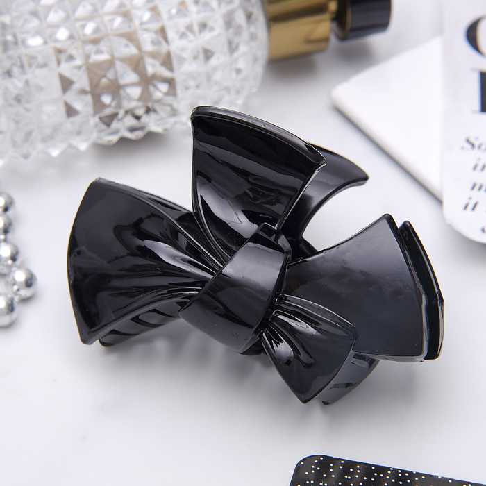 Краб для волос "Прозрачный" 7,5 см, бант, микс