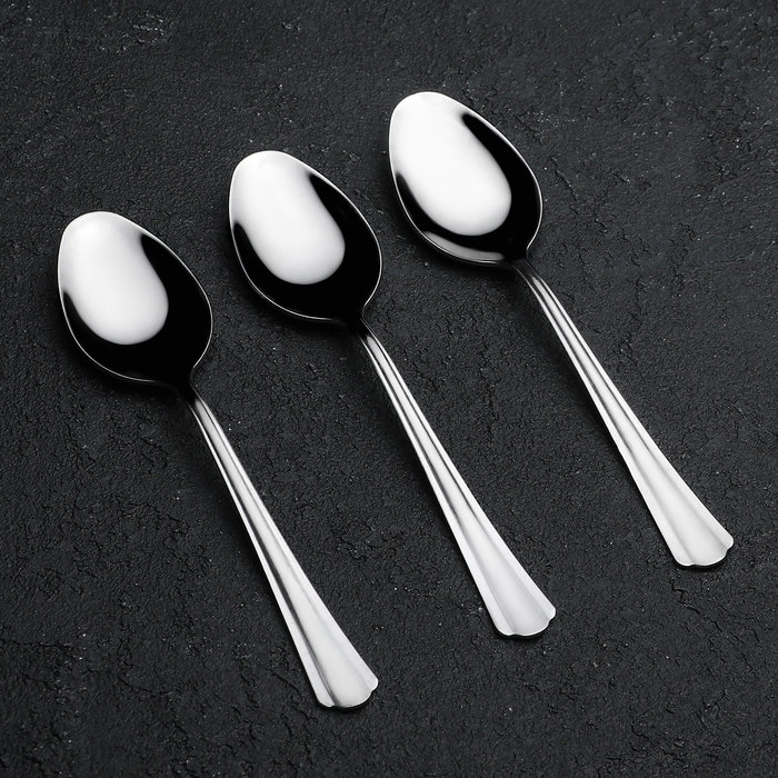 Набор чайных ложек 3 шт "Новинка", упрощенная обработка, на подвеске, толщина 1,2 мм, длина 13,5 см