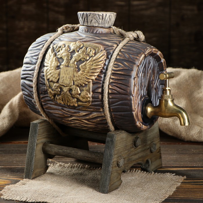 Бочка "Патриот" на подставке, малая, с латунным краном, 2,5 л