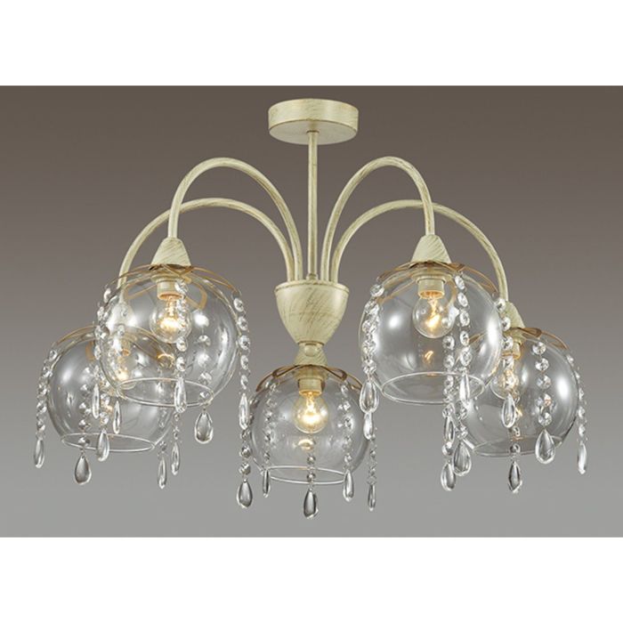 Люстра HOMMI E14 5х40W 220V бежев. с зол. патиной, хрусталь