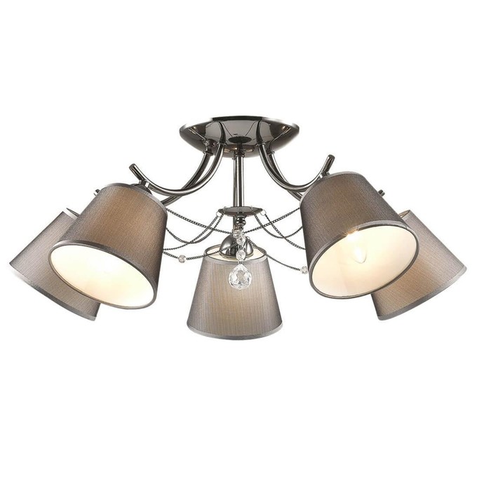 Люстра PORTA E14 5х40W 220V темн.хром/абажур/хрусталь