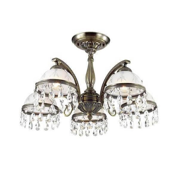 Люстра AVIFA E27 5х60W 220V бронзовый/стекло/хрусталь 36,7х59 см