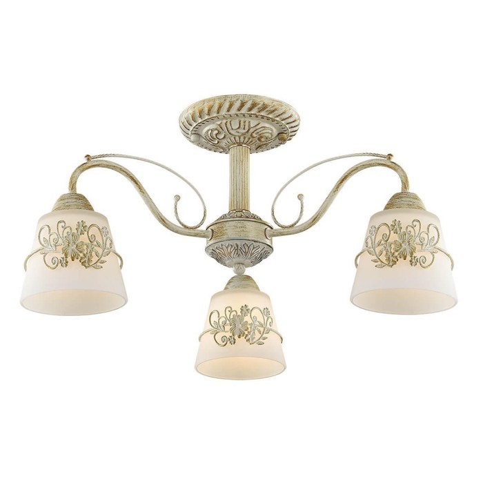 Люстра VEVA E14 3х40W 220V белый/зол. патина/стекло/метал.декор