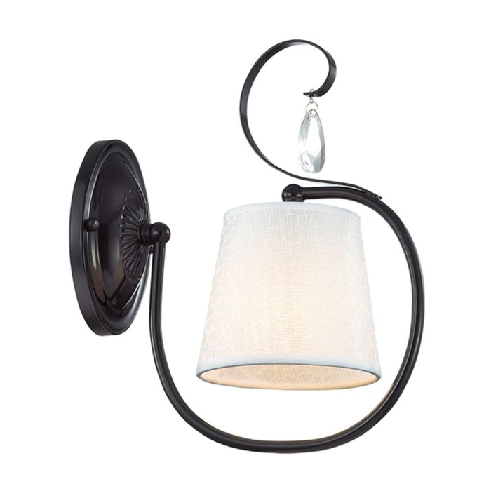 Бра IBBI E14 40W 220V черный/ткань/хрусталь