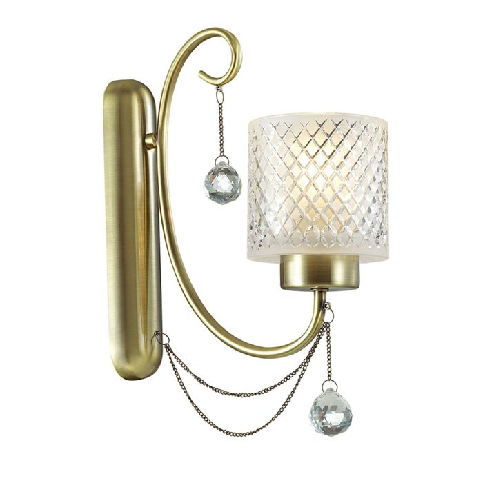 Бра CARAFFA E14 1х40W 220V бронзовый/стекло/хрусталь 33х11х24 см