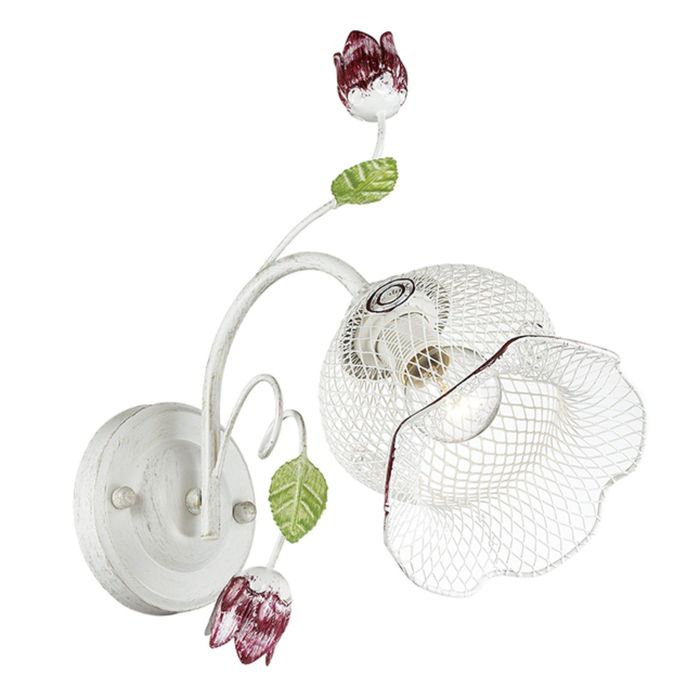 Бра TULIPPA E14 1х40W 220V белый/зол.патина/металл/декор металл/хрусталь