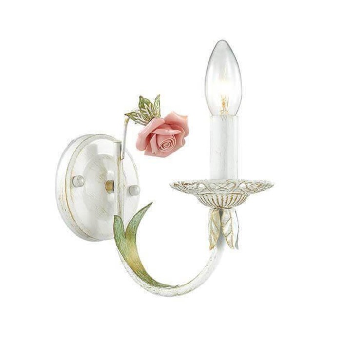 Бра CLARISSA E14 1х40W 220V белый/зол.патина/декор керамика