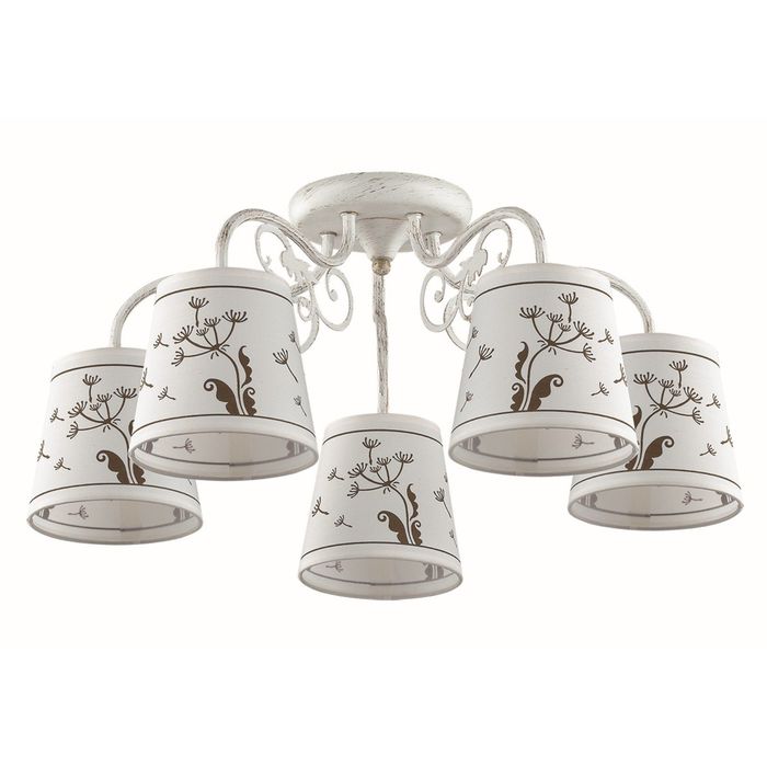 Люстра ZINETTA E14 5х40W 220V белый/зол.патина/ткань