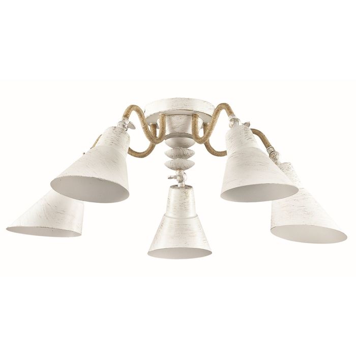 Люстра ARGO E27 5х60W 220V белый/зол.патина/металл/канат.веревка