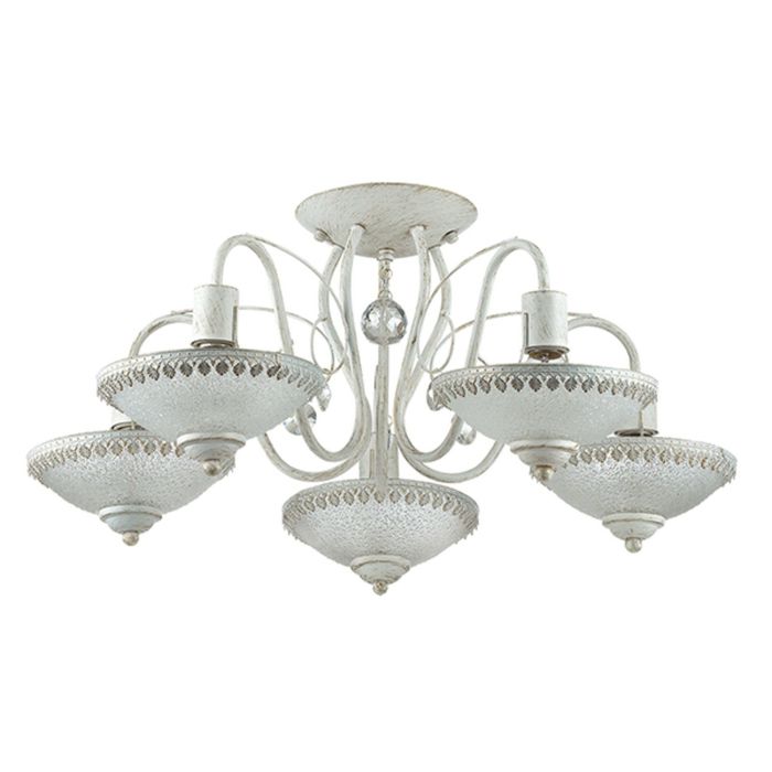 Люстра HONORY E14 5х60W 220V белый/зол.патина/стекло/метал.декор/хрусталь