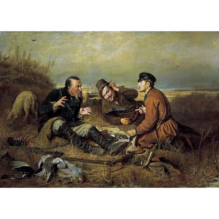 Картина на подрамнике "Охотники на привале"