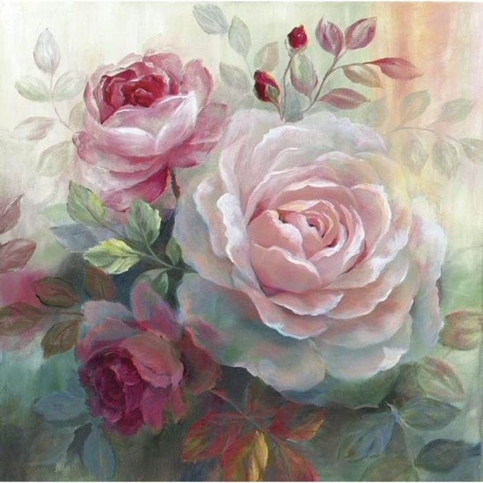 Картина на подрамнике "Коралловый шарм" пышные розы