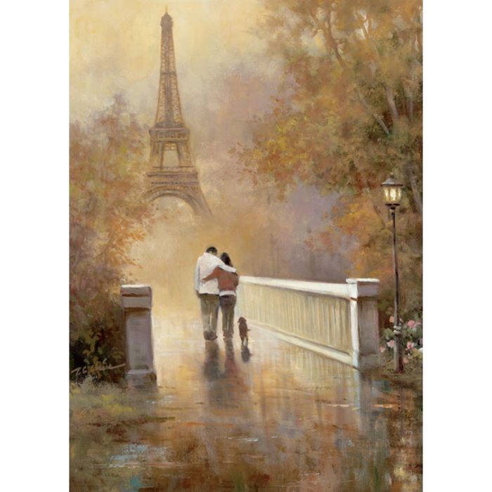 Картина на подрамнике "Прогулка в парижском парке"